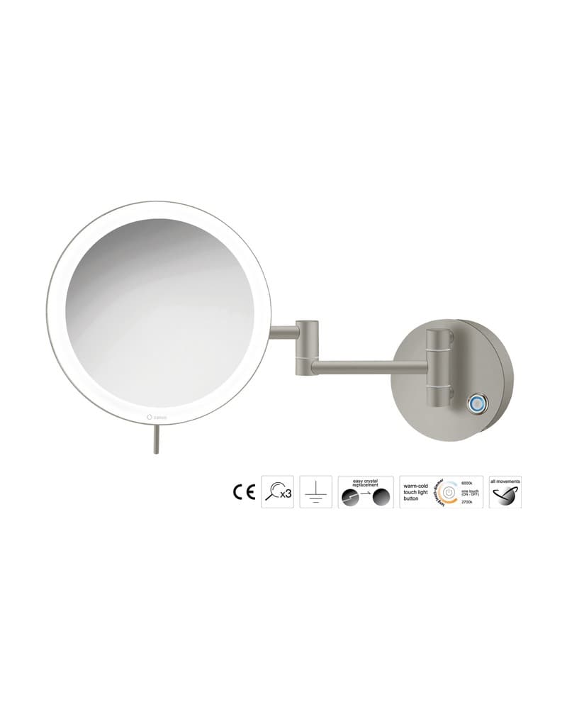Μεγεθυντικός Καθρέπτης Επιτοίχιος LED (x3) Sanco LED Cosmetic mirrors MRLED-701-M104 Cement Gray Mat Φ20x34cm