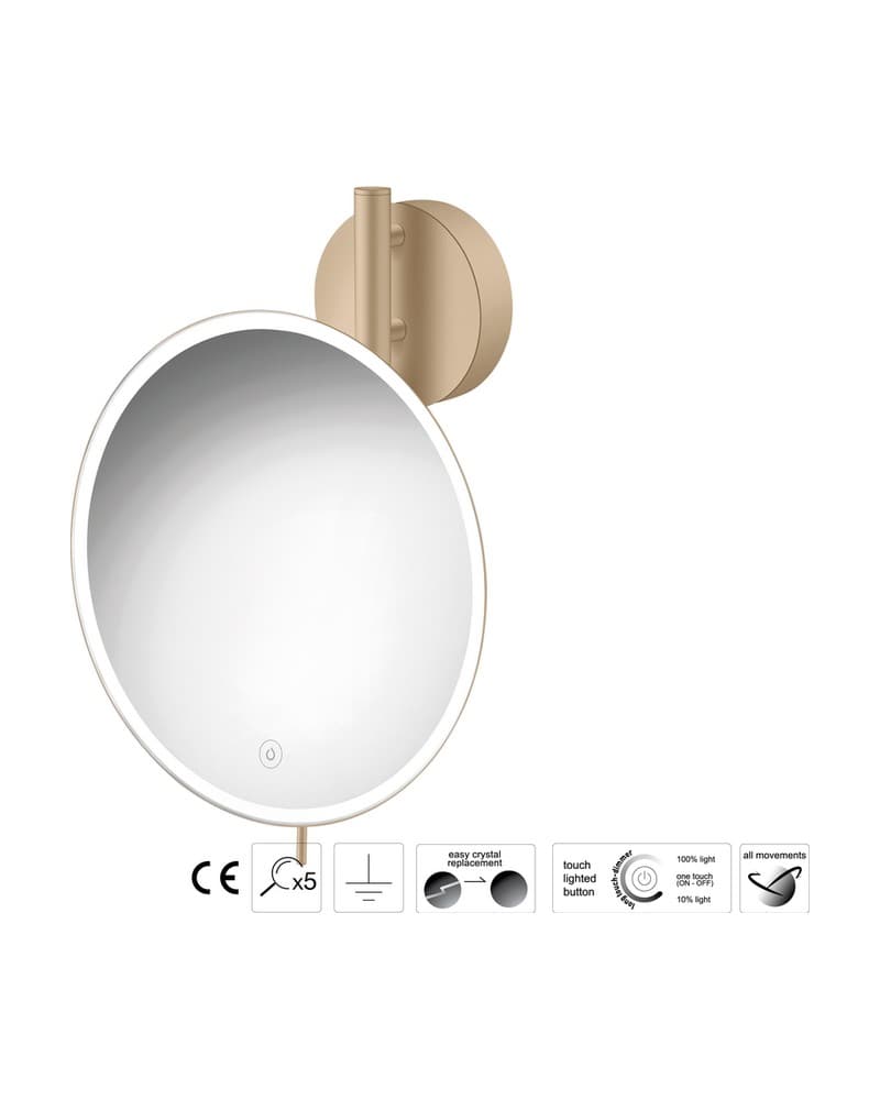 Μεγεθυντικός Καθρέπτης Επιτοίχιος LED (x5) Sanco LED Cosmetic mirrors MRLED-764-M103 Mocha Mat Φ25x13x33cm