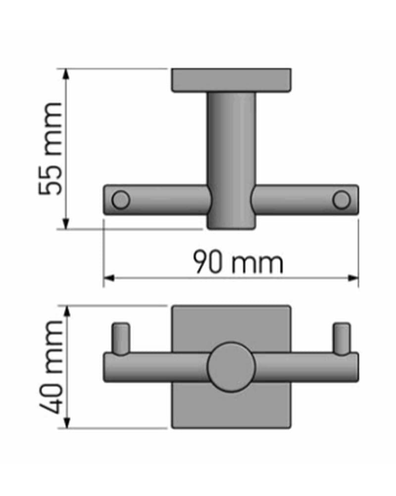 Άγκιστρο διπλό Sanco Tempo 14068-Μ101 Ματ Λευκό 9x5,5x4cm - 2