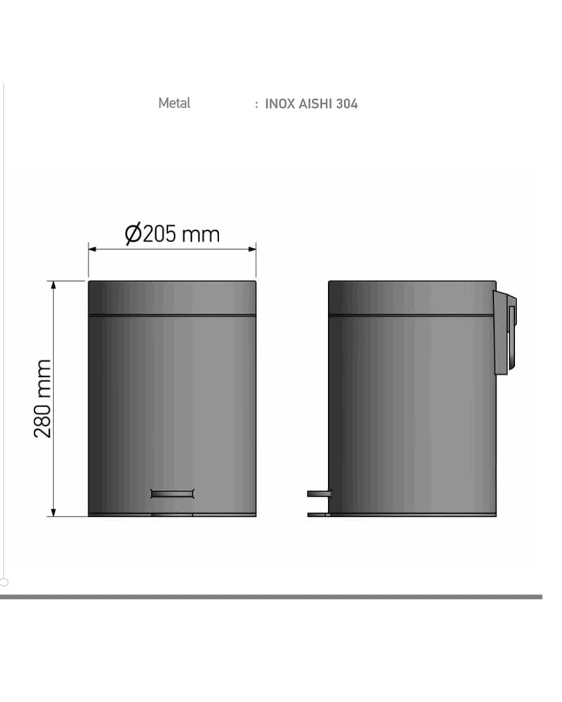 Χαρτοδοχείο 5lt soft close Sanco Waste Bins 90680-Μ116 Ματ Μαύρο Φ20,5x28cm - 2