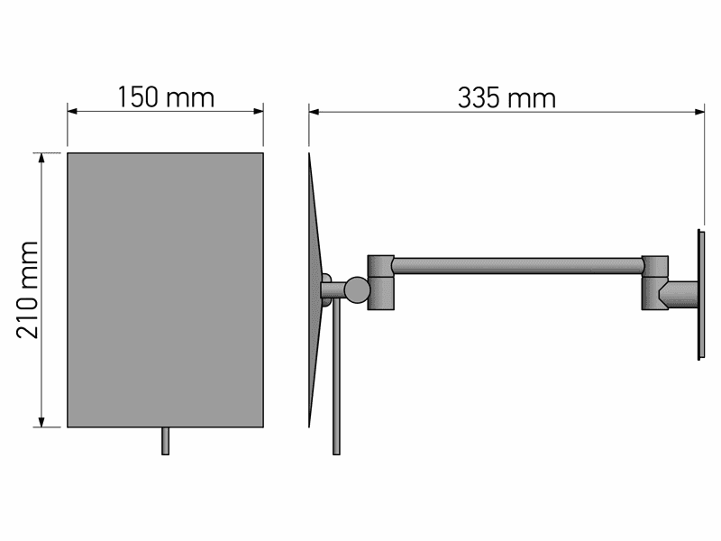 Μεγεθυντικός Καθρέπτης Επιτοίχιος (x3) Sanco Cosmetic mirrors MR-305-Α03 Χρώμιο 15x21x33,5cm - 2