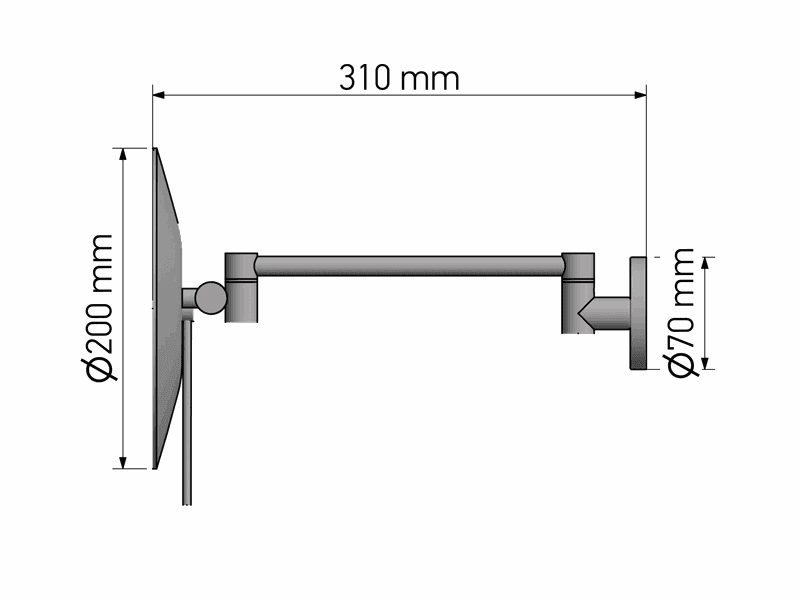 Μεγεθυντικός Καθρέπτης Επιτοίχιος (x3) Sanco Cosmetic mirrors MR-705-Α03 Χρώμιο Φ20x33,5cm - 2