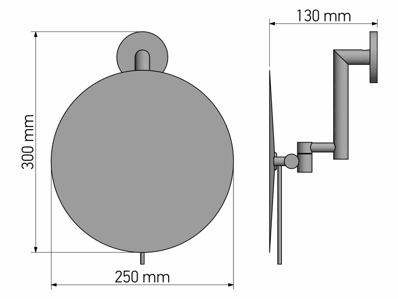 Μεγεθυντικός Καθρέπτης Επιτοίχιος (x5) Sanco Cosmetic mirrors MR-764-Α03 Χρώμιο Φ25x13x30cm - 2