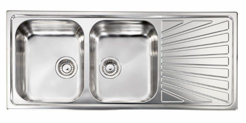 Νεροχύτης κουζίνας ανοξείδωτος Sanitec Cometa 11467 Inox Σατινέ (σαγρέ) 116×50 (ένθετος)