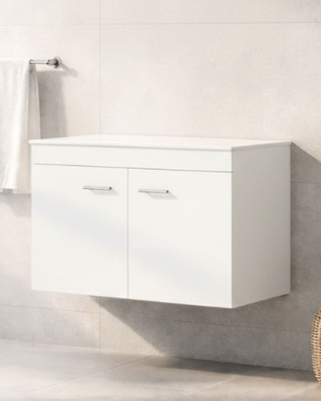 Έπιπλο μπάνιου με λευκό πάγκο solid Savvopoulos Emily 80 Glossy White 78x44x55cm