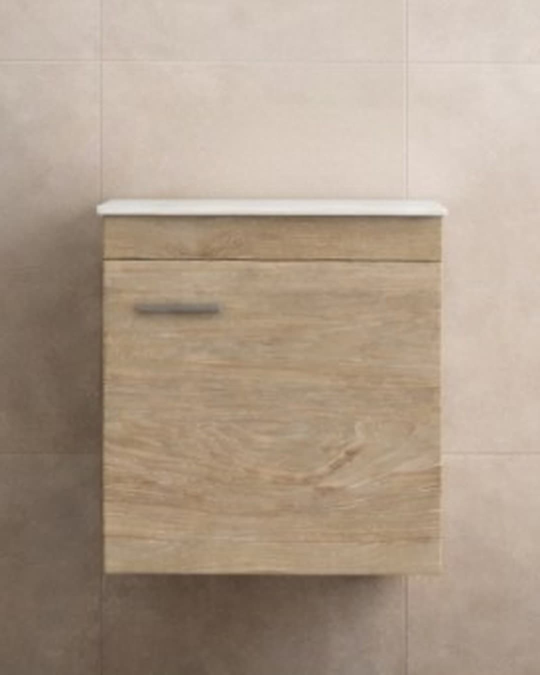 Έπιπλο μπάνιου με λευκό πάγκο solid Savvopoulos Emily 50 Grey Craft 49x29x55cm