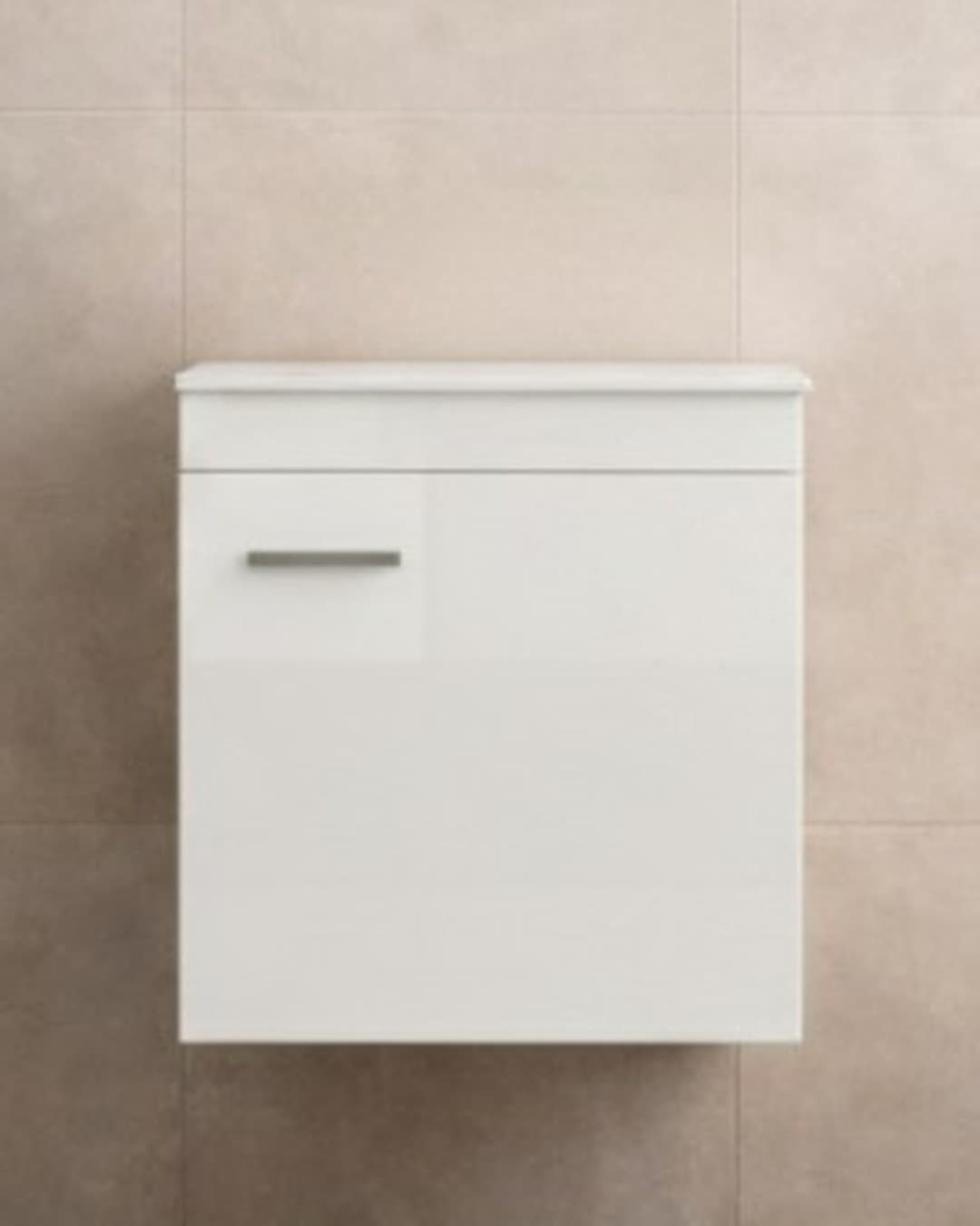 Έπιπλο μπάνιου με λευκό πάγκο solid Savvopoulos Emily 50 Glossy White 49x29x55cm