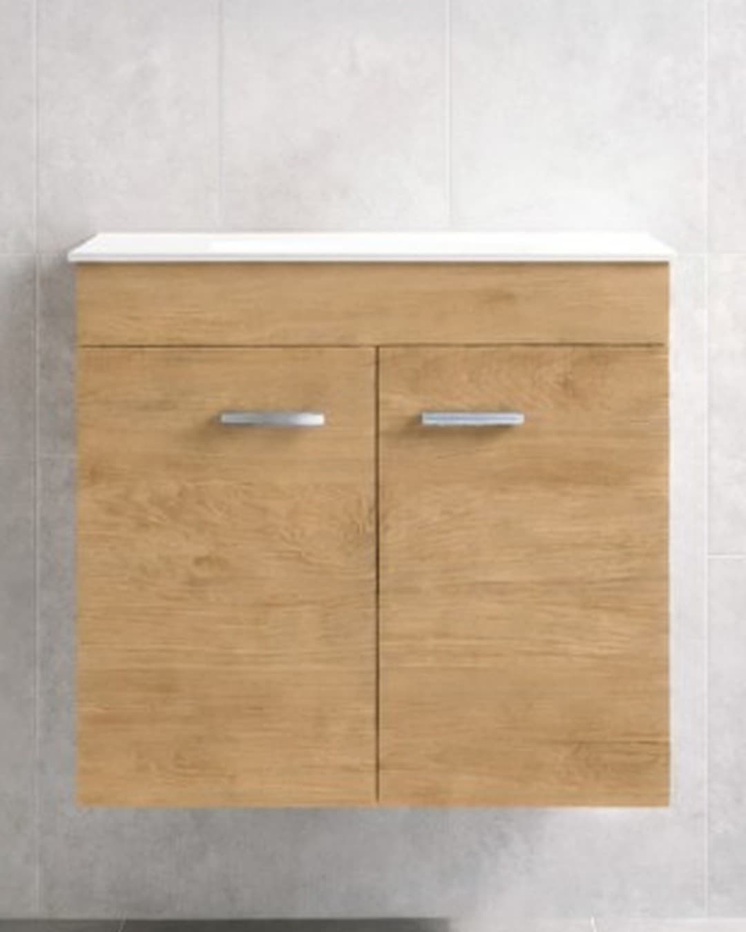 Έπιπλο μπάνιου με λευκό πάγκο solid Savvopoulos Emily 60 Light Hickory 58x44x55cm
