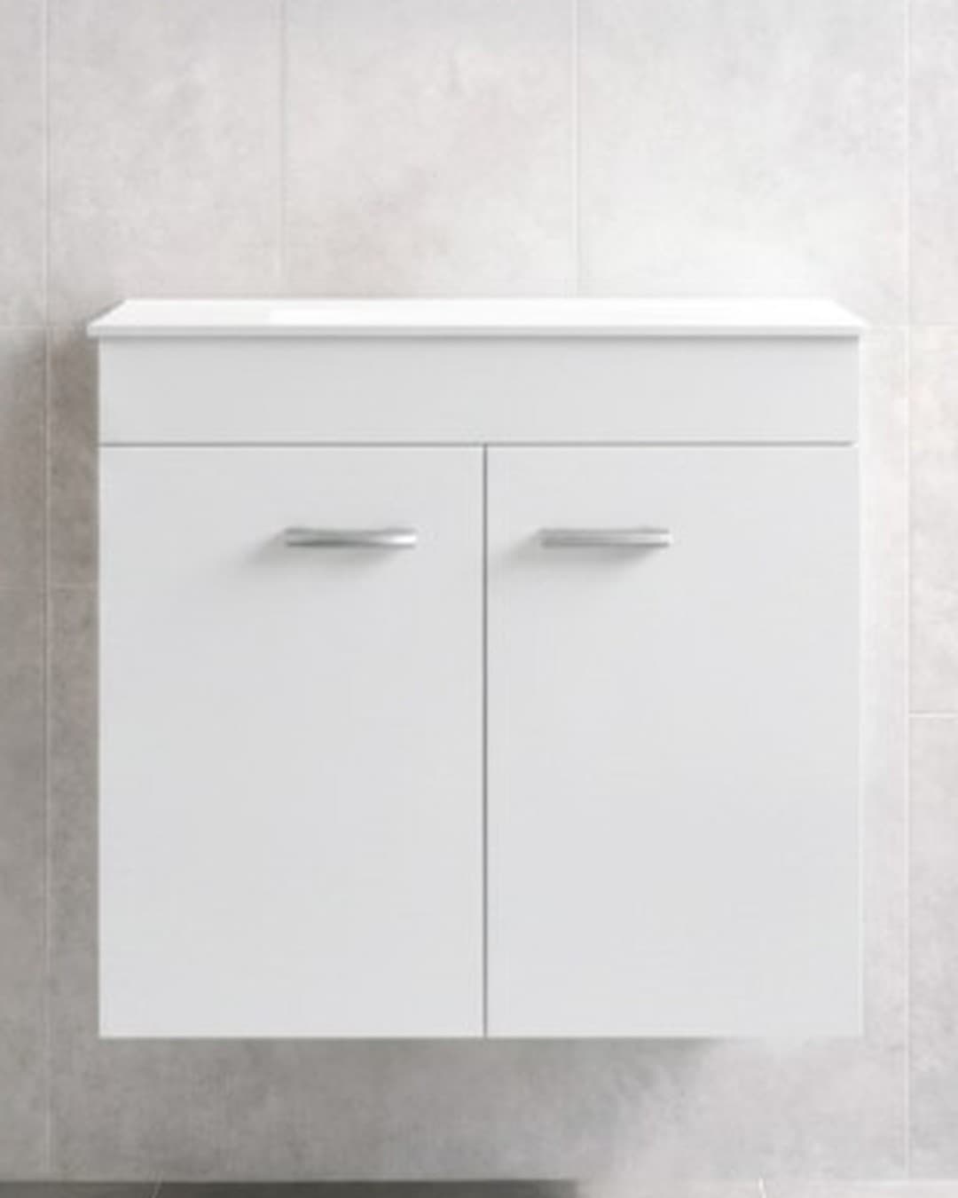 Έπιπλο μπάνιου με λευκό πάγκο solid Savvopoulos Emily 60 Glossy White 58x44x55cm