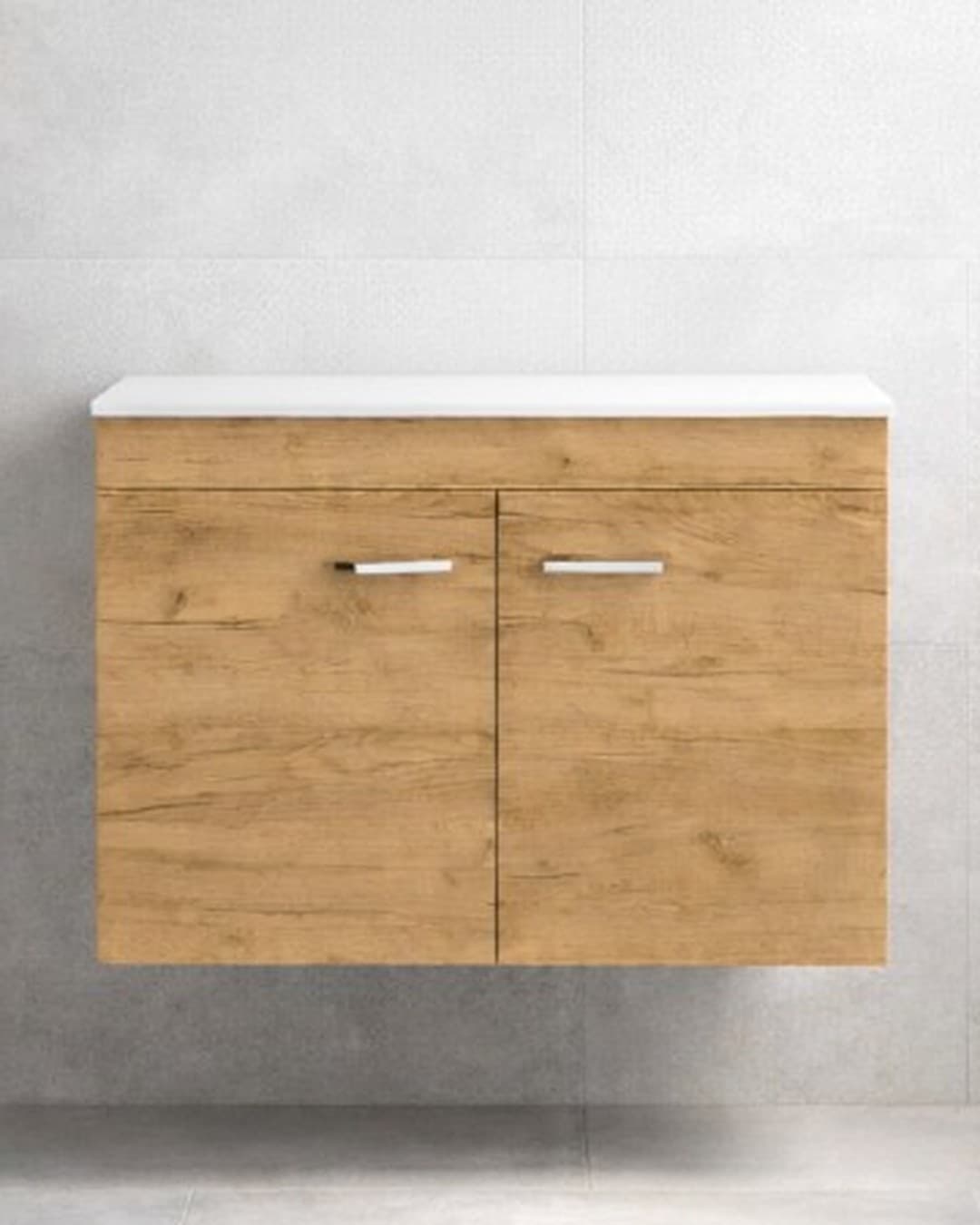 Έπιπλο μπάνιου με λευκό πάγκο solid Savvopoulos Emily 70 Light Hickory 68x44x55cm