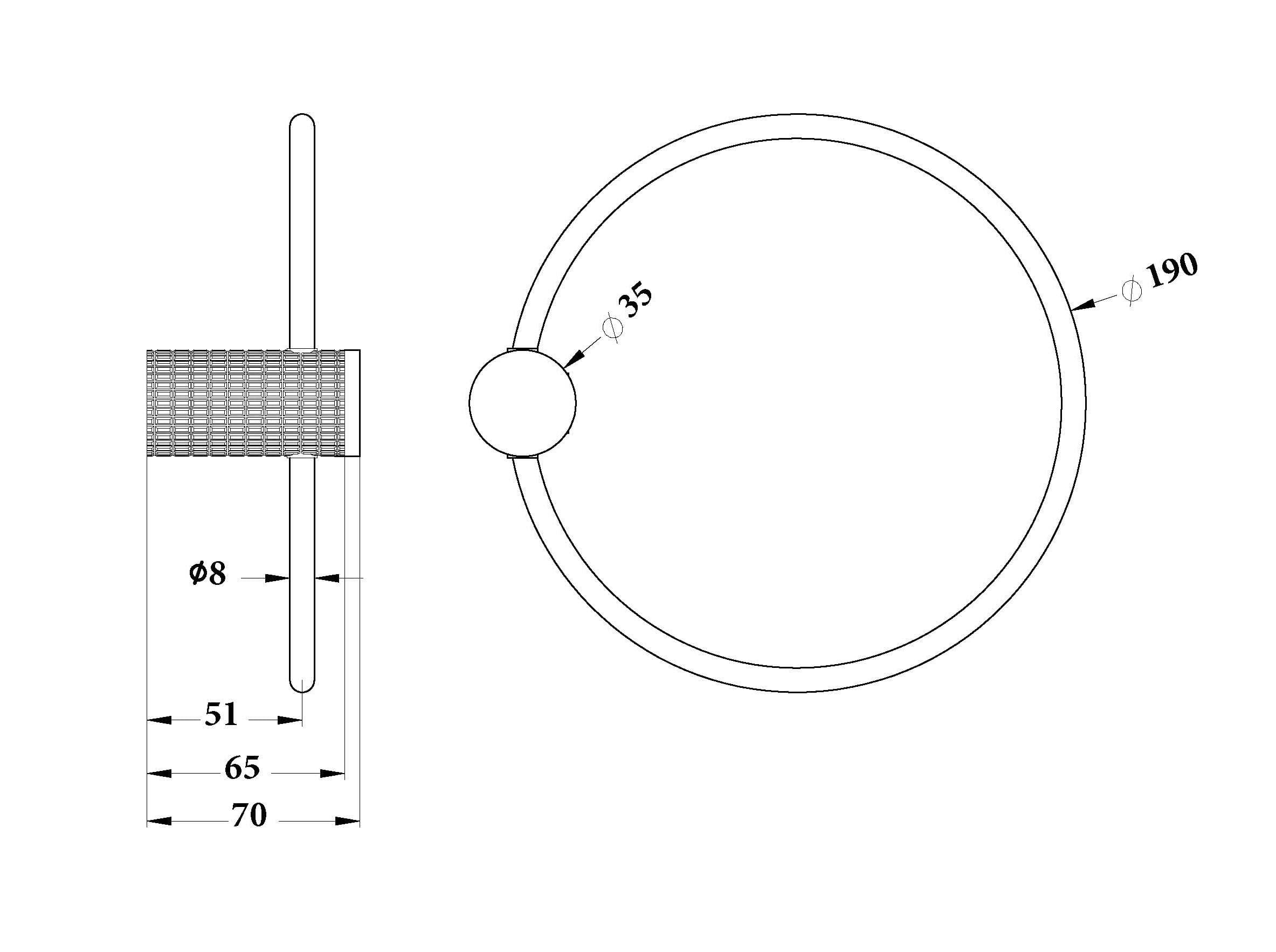 Κρίκος Πετσέτας Sparke Miratto 08 Ματ Μαύρο Φ19x7cm - 2