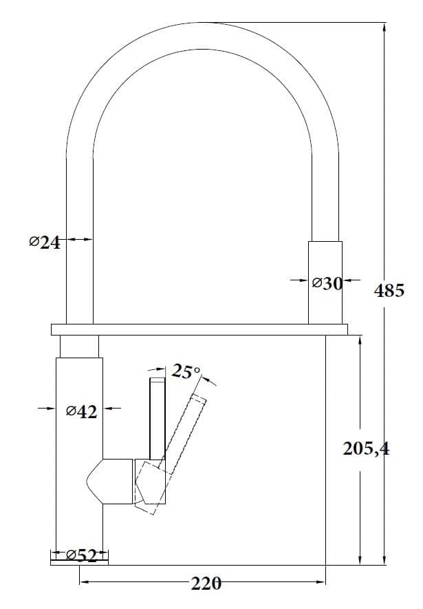 Μπαταρία κουζίνας Sparke Berra 01 Χρώμιο Μαύρο Υ48,5cm - 2