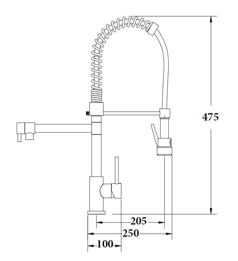 Μπαταρία κουζίνας Sparke Bonia 01 Χρώμιο Μαύρο Υ47,5cm - 2