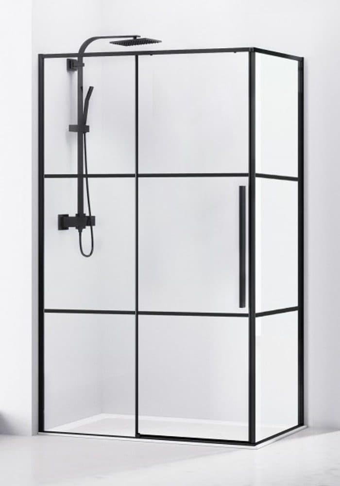 Καμπίνα Ντουζιέρας Sparke Jacore 07 Ματ Μαύρο Stripes Glass Ύψος 195cm (ασύμμετρη)