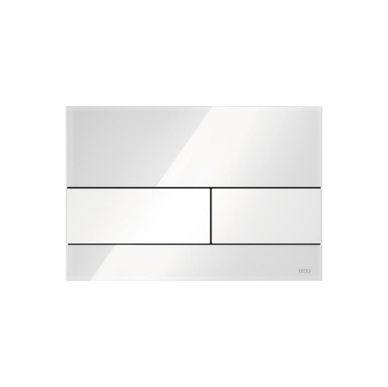 Πλακέτα χειρισμού γυάλινη Tece Square Glass 9240800 Λευκό γυαλί / Μπουτόν λευκά 22x15cm