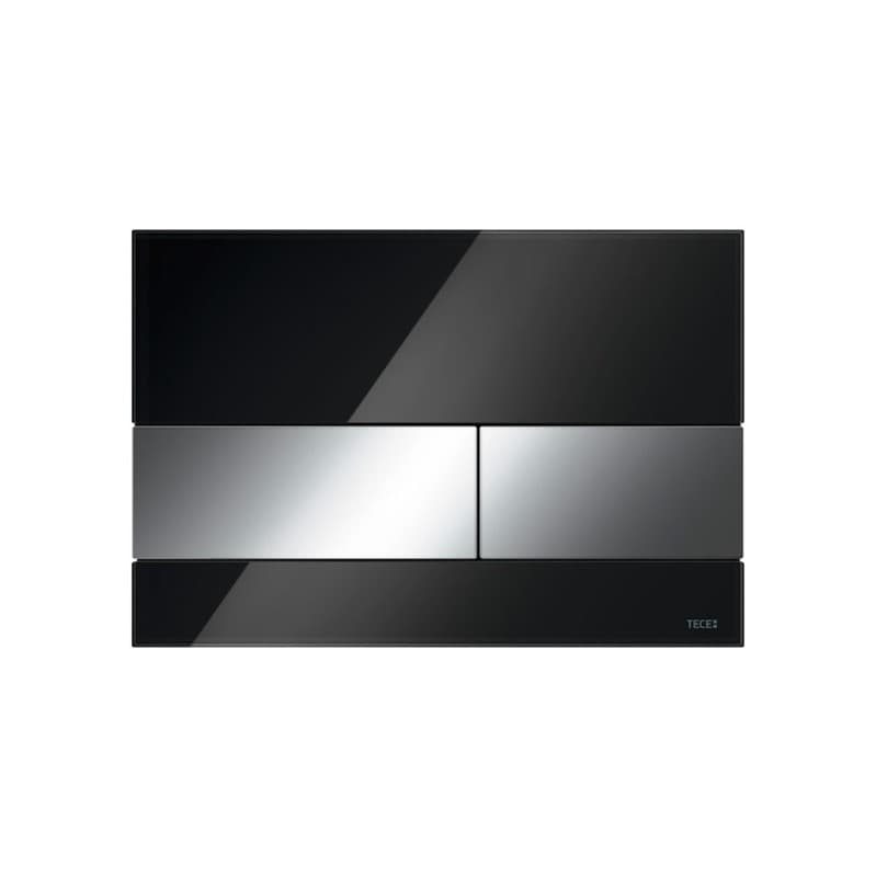 Πλακέτα χειρισμού γυάλινη Tece Square Glass 9240807 Μαύρο γυαλί / Μπουτόν Γυαλιστερό Χρώμιο 22x15cm