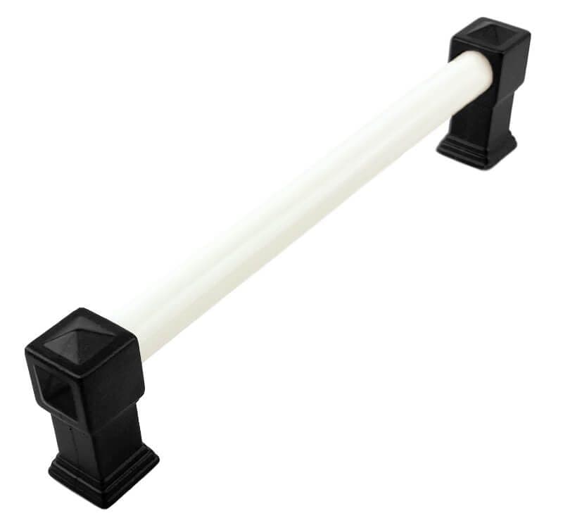 Λαβή Επίπλων Tmc 1690-85 160mm Ματ Μαύρο Λευκή Πορσελάνη - 3