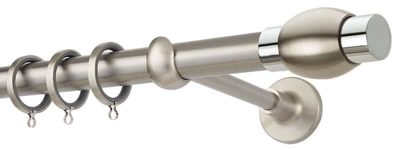 Μεταλλικό Κουρτινόξυλο Zogometal PR4120 Φ25mm Ματ Νίκελ / Χρώμιο