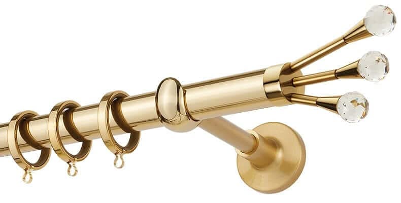 Μεταλλικό Κουρτινόξυλο Zogometal PR0433 Φ25mm Oro Lux / Ματ Όρο / Κρύσταλλο Asfour