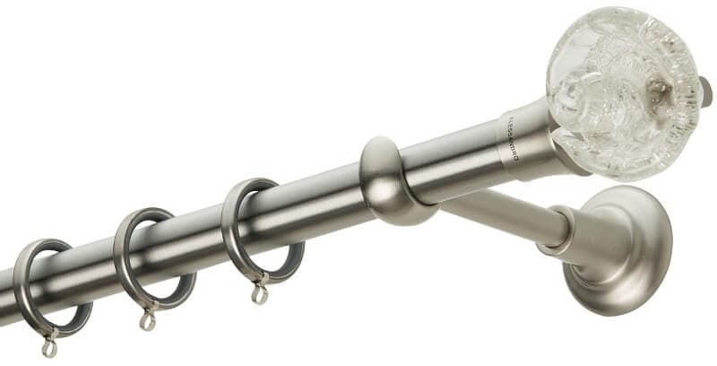 Μεταλλικό Κουρτινόξυλο Zogometal CL4130 Φ25mm Ματ Νίκελ / Κρύσταλλο Murano