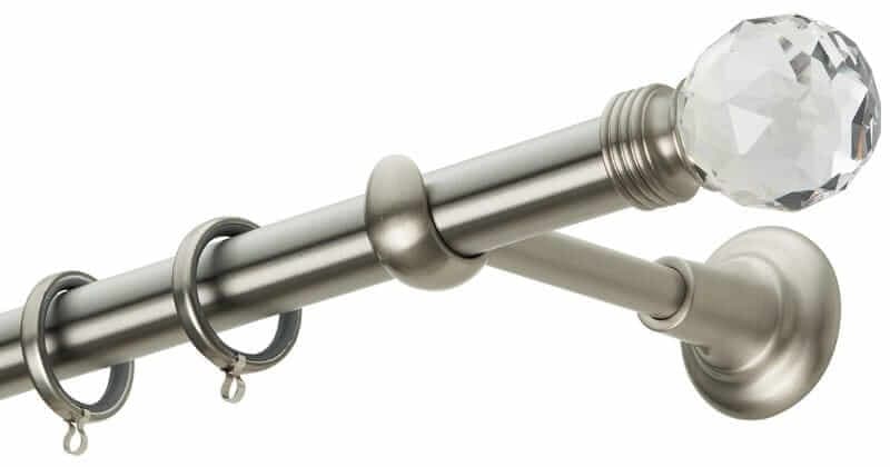 Μεταλλικό Κουρτινόξυλο Zogometal CL0434 Φ25mm Ματ Νίκελ / Κρύσταλλο Asfour