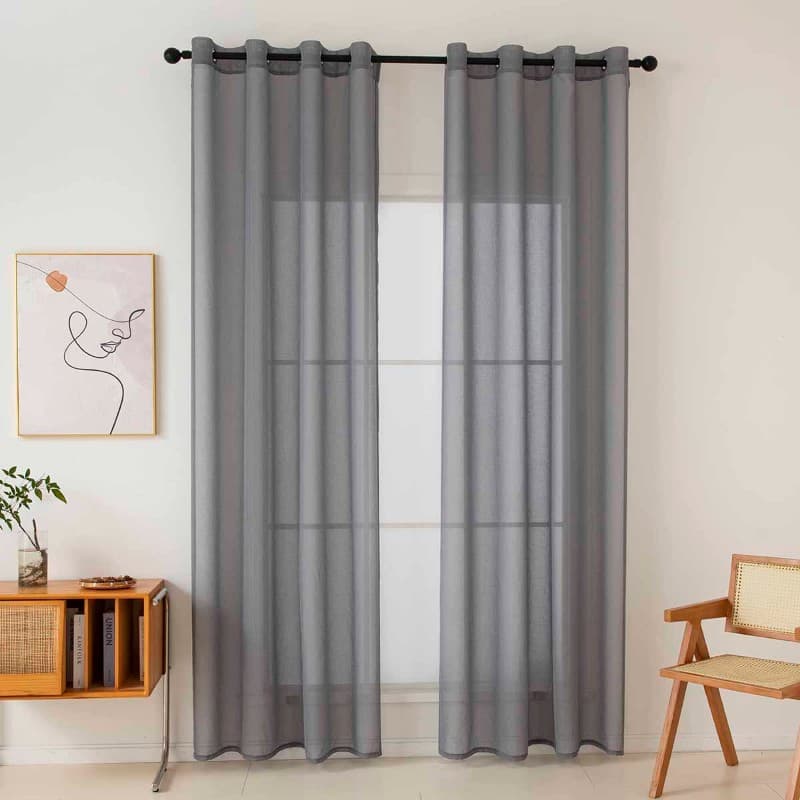Κουρτίνα Beauty Home γάζα Sharp Art 8448 Ανθρακί 140x270cm