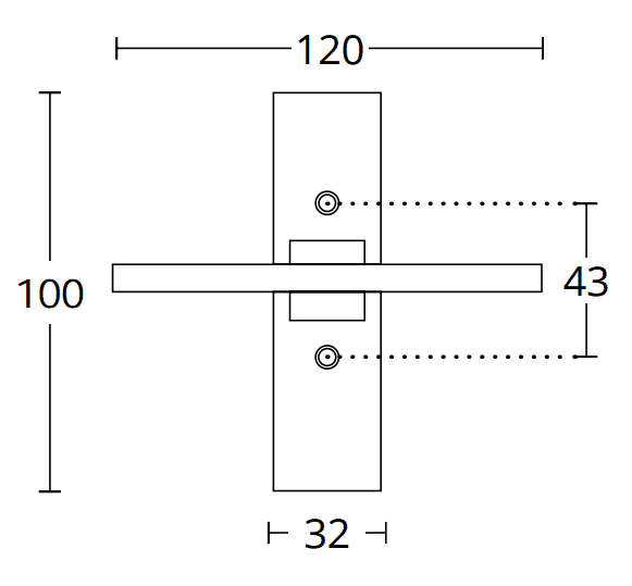 Διαστάσεις για πόμολο παραθύρου convex 745