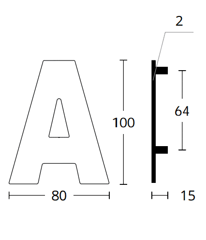 Διαστάσεις για γράμματα σπιτιού convex 123
