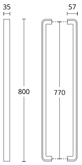 Διαστάσεις για λαβή εξώπορτας convex 1123