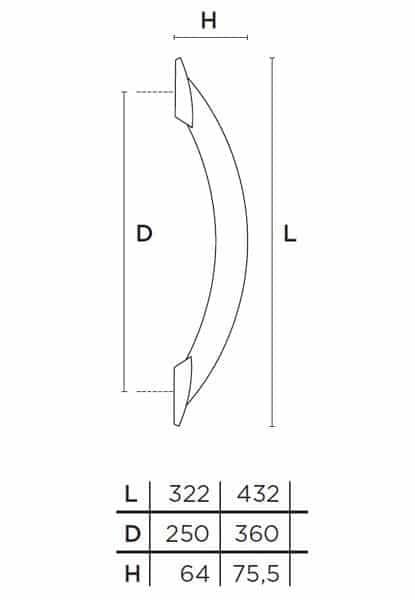 Διαστάσεις για λαβή εξώπορτας convex 451