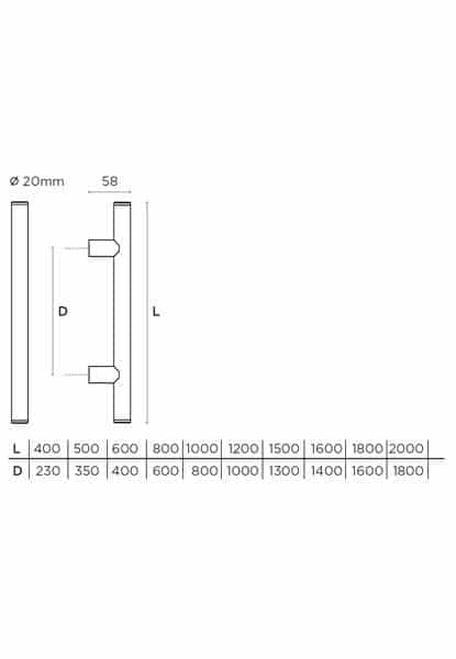 Διαστάσεις για λαβή εξώπορτας convex 641