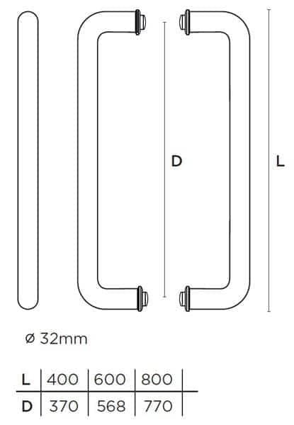 Λαβές Εξώθυρας Convex 923 Χρώμιο Φ32mm - 2