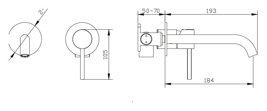Μπαταρία Νιπτήρος Εντοιχισμού Karag Eternity S4058 Inox Σατινέ (ανοξείδωτο SS316) - 2