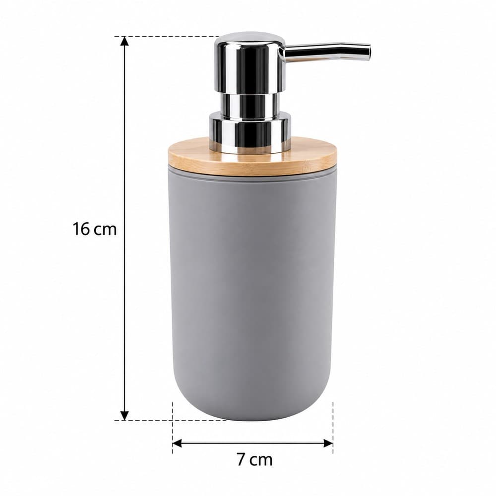 Ντισπένσερ Επικαθήμενο MRShome DC-024005 από PP Γκρι με Μπαμπού Καπάκι Φ7x16cm - 4