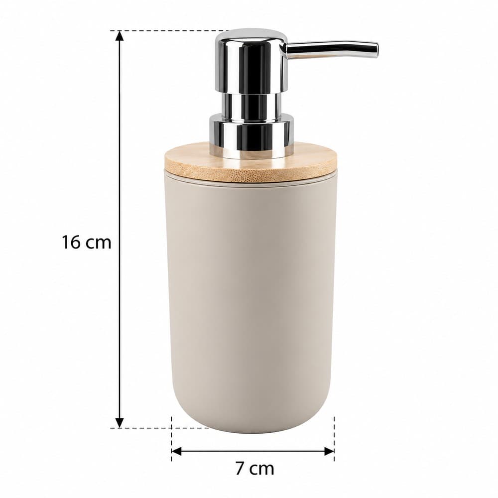 Ντισπένσερ Επικαθήμενο MRShome DC-024006 από PP Μπεζ με Μπαμπού Καπάκι Φ7x16cm - 4