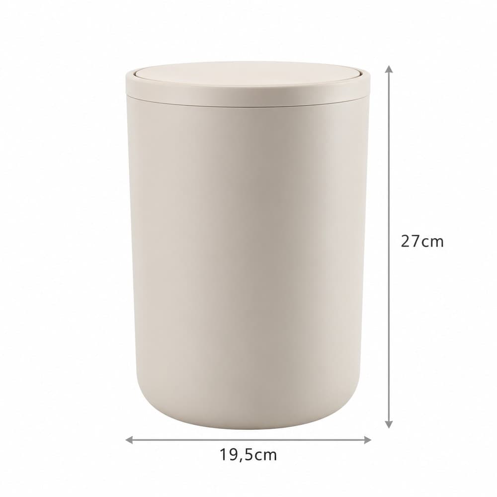 Σετ Χαρτοδοχείο MRShome DC-024009 3lt από PP Μπεζ με Μπαμπού Καπάκι και Πιγκάλ Φ19,5x27cm - 3