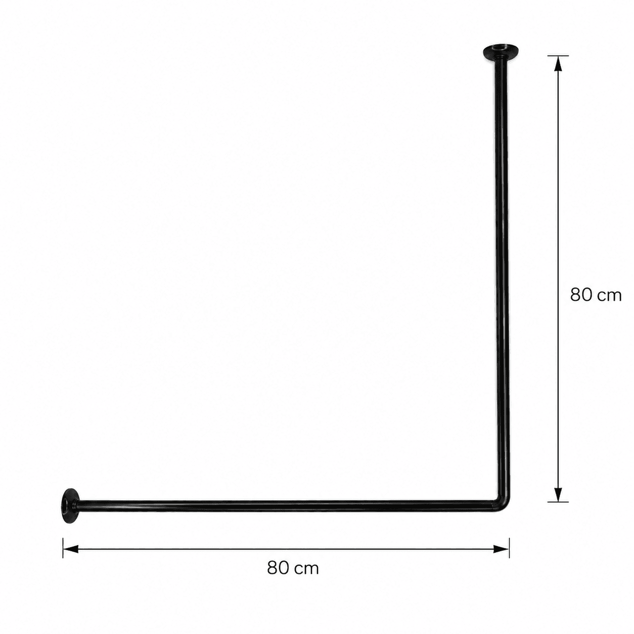Βραχίονας Μπάνιου Γωνιακός MRShome DC-022080B Μαύρο 80x80cm Ø22mm - 3