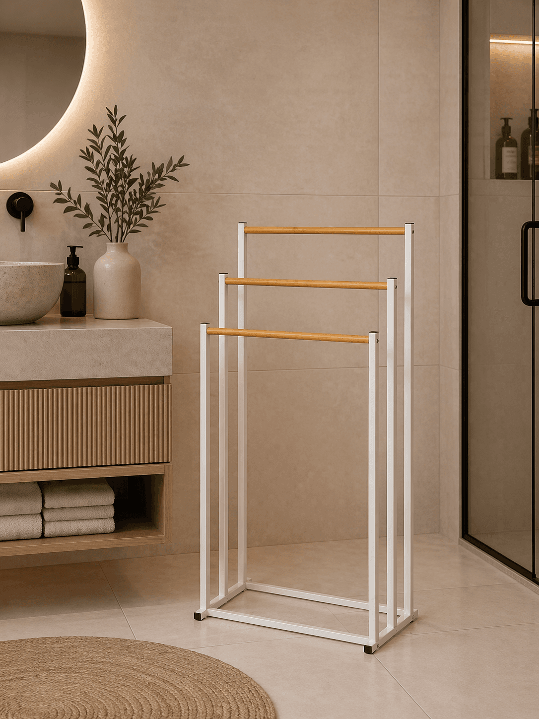Καλόγερος 3 Θέσεων MRShome DF-0030000 Λευκό 45x23x85cm - 2