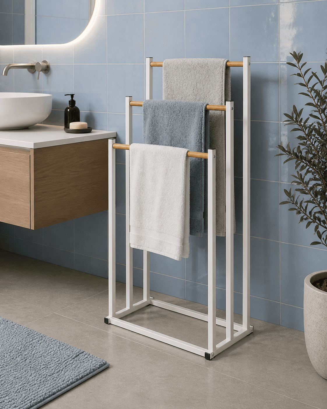 Καλόγερος 3 Θέσεων MRShome DF-0030000 Λευκό 45x23x85cm - 3