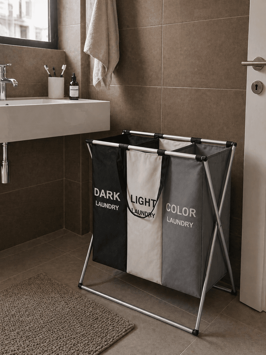 Καλάθι Απλύτων 3 Θέσεων MRShome DF-0075000 Πολύχρωμο 58x40cm - 3