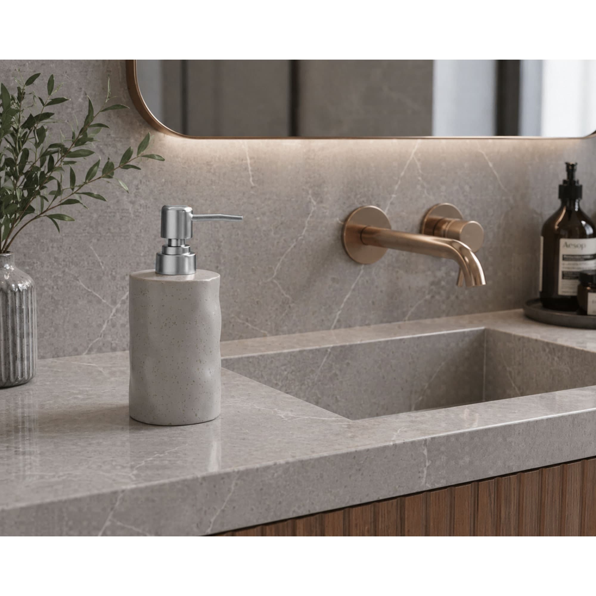 Ντισπένσερ Επικαθήμενο MRShome DF-0095002 Stoneware 300ml Cool Grey 5U 9x7,3x17,5cm - 4