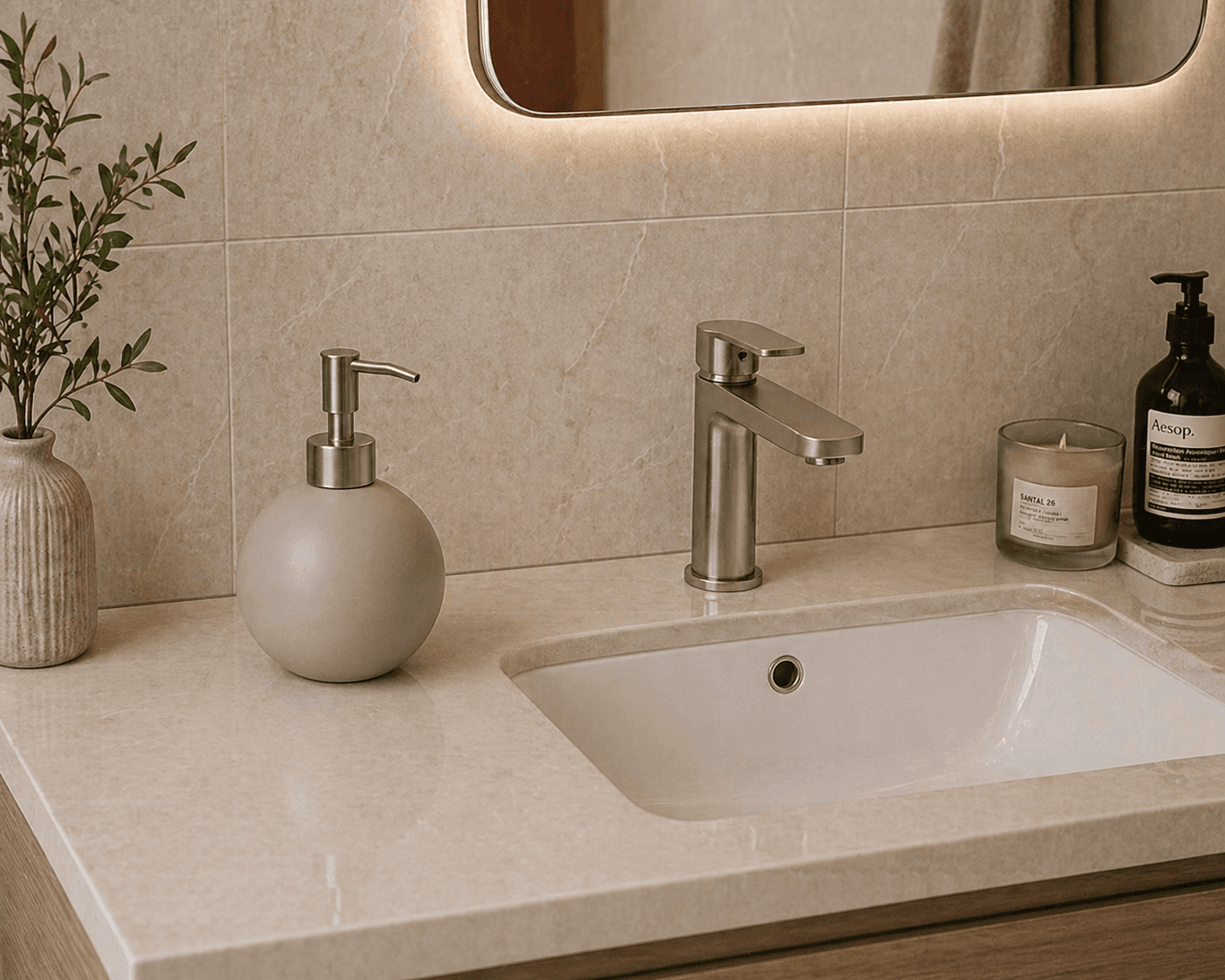 Ντισπένσερ Επικαθήμενο Στρογγυλό MRShome DF-0098002 από Δολομίτη 375ml Γκρι Φ10,7x15,4cm - 3