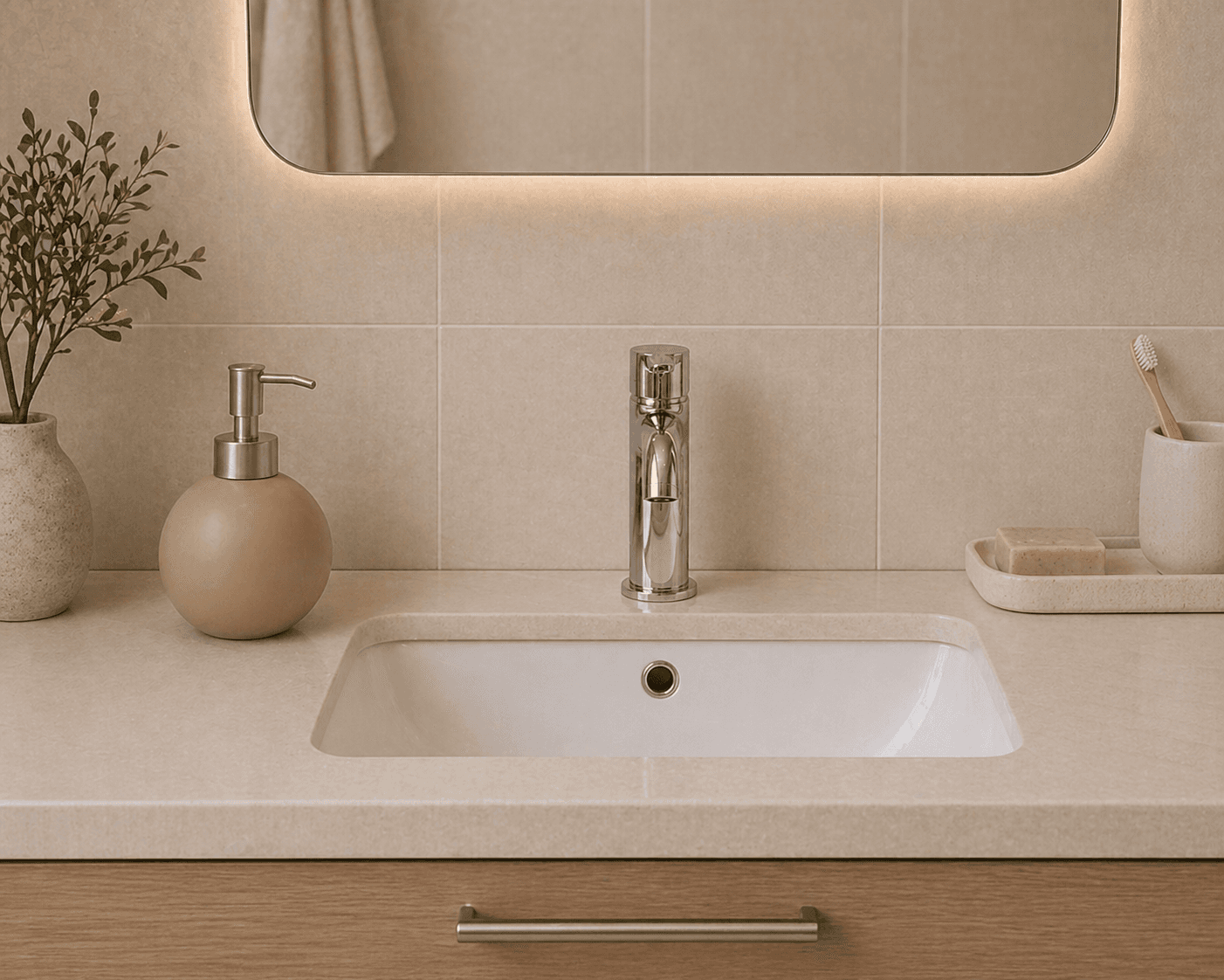 Ντισπένσερ Επικαθήμενο Στρογγυλό MRShome DF-0098003 από Δολομίτη 375ml Κρεμ Φ10,7x15,4cm - 3