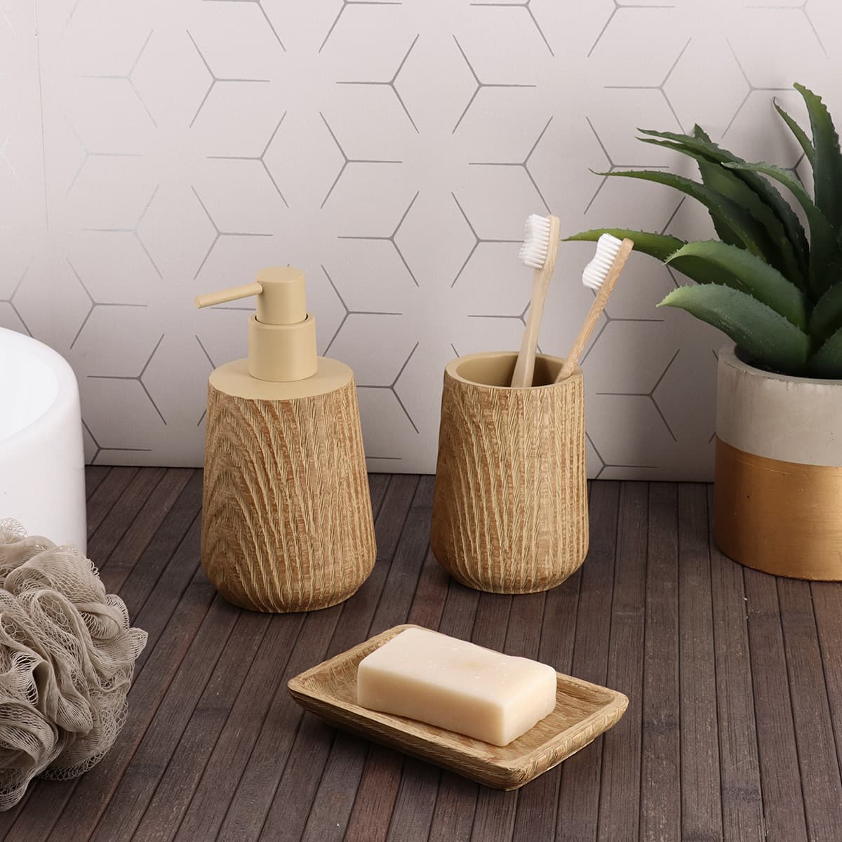 Ντισπένσερ Επικαθήμενο MRShome DS-4650L05 Polyresin Μπεζ Φ9x17,5cm - 2