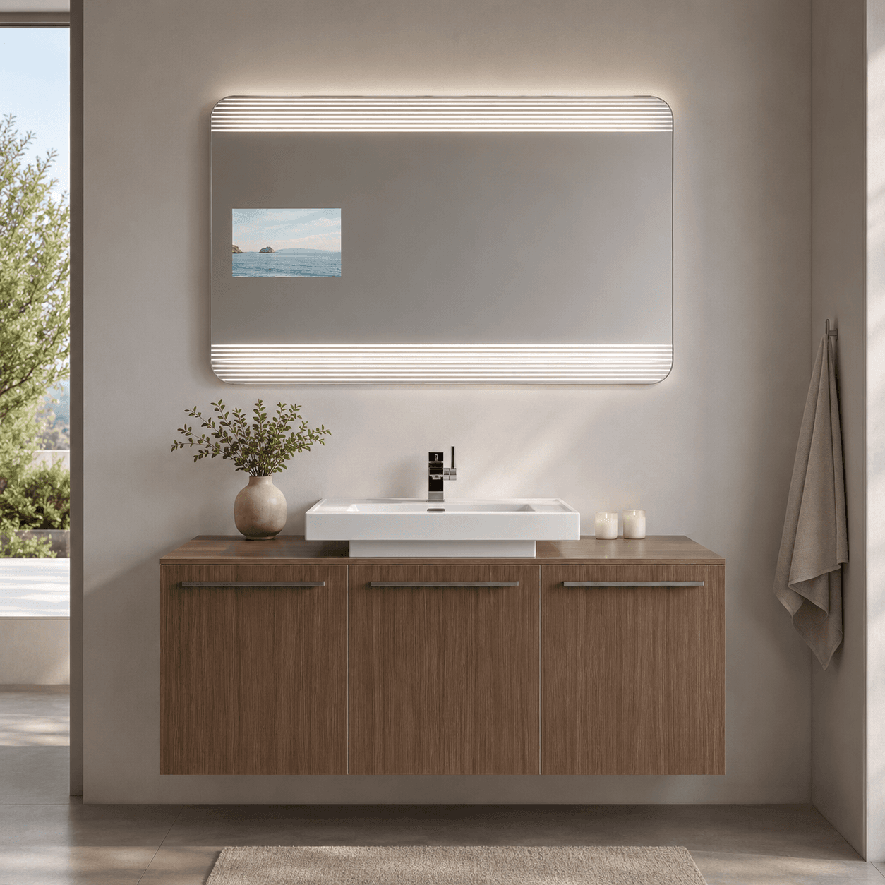 Καθρέπτης μπάνιου με Led και Οθόνη LCD MRShome MRS4601006 120x60cm - 2