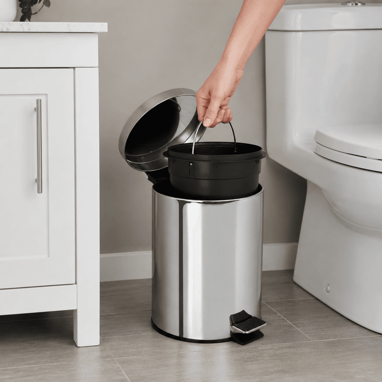 Χαρτοδοχείο MRShome MRS4603030 5lt Inox Φ20x27cm - 3