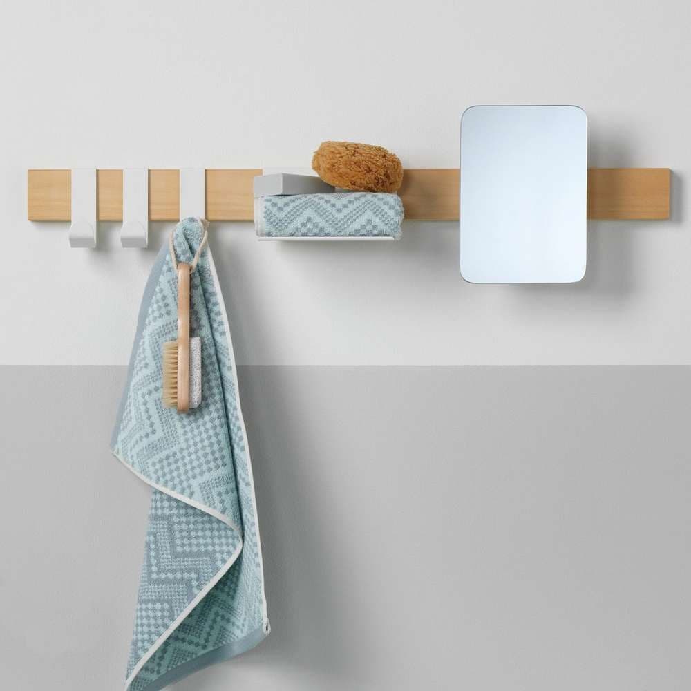 Καθρέπτης με άγκιστρα και ράφι Sealskin Brix 362471410 Λευκό 72x12,5x20cm - 4