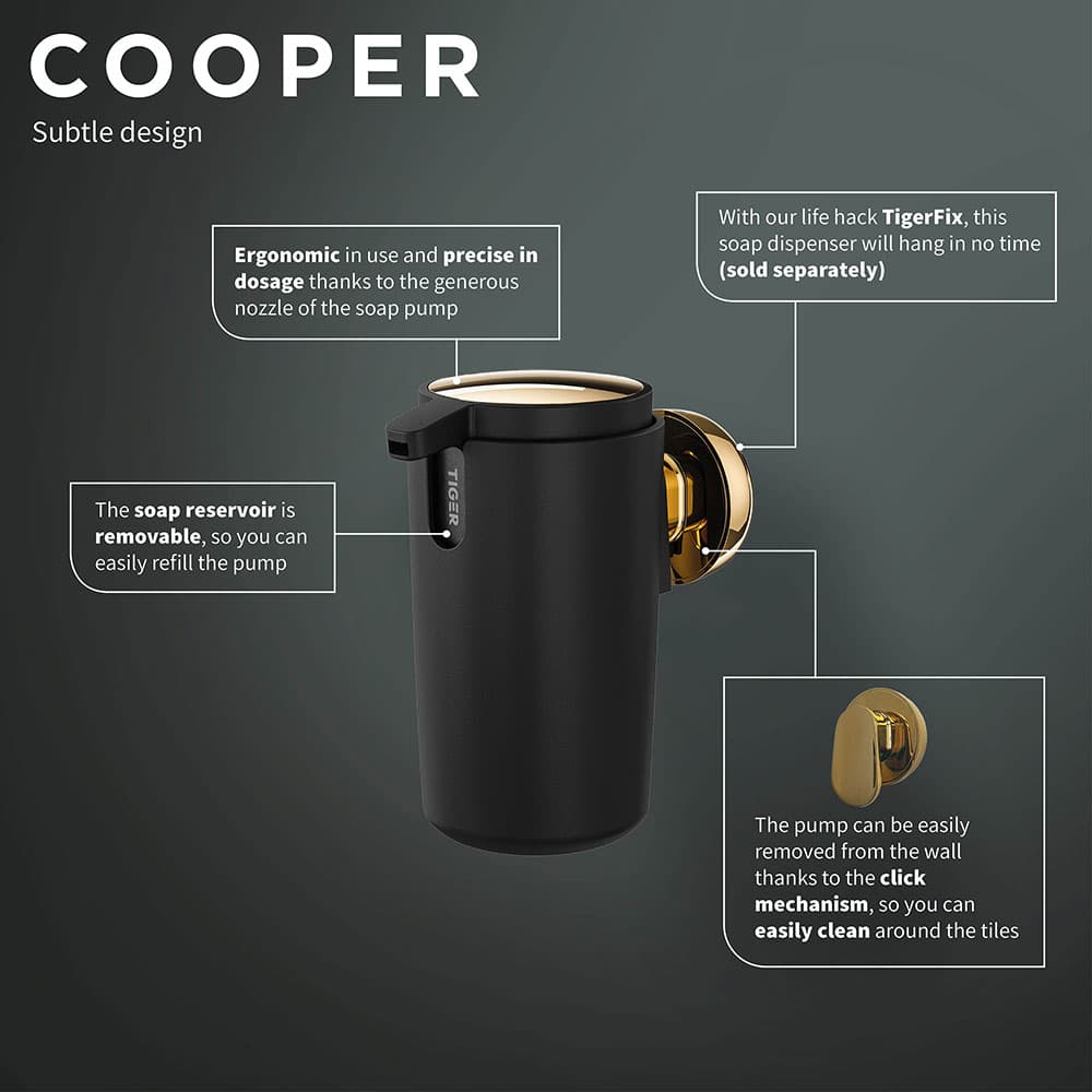 Ντισπένσερ Επιτοίχιο Tiger Cooper 800564 Μαύρο Χρυσό Γυαλιστερό 175ml - 8