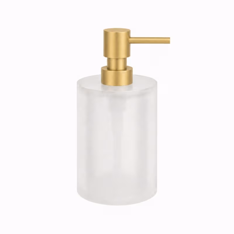 Ντισπένσερ Επικαθήμενο Pam 95-023 400ml Brushed Brass με πλαστικό λευκό Φ8x15cm - 1