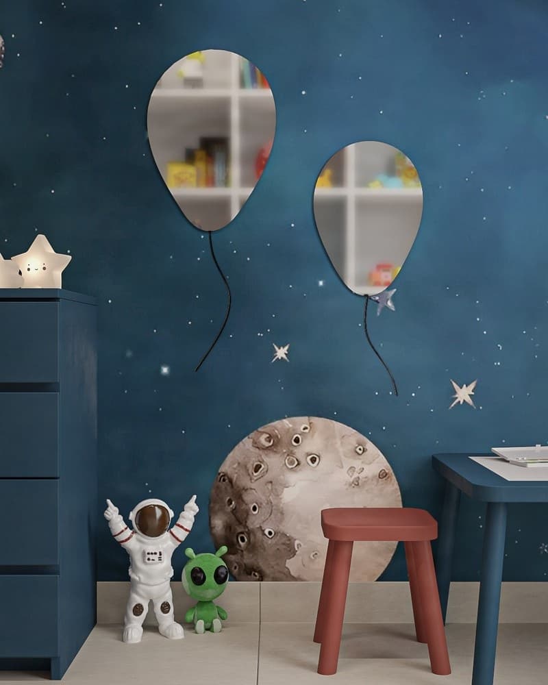 Παιδικός Καθρέπτης Project Mirrors Balloons Ματ Μαύρο 32x45 + 27x38cm
